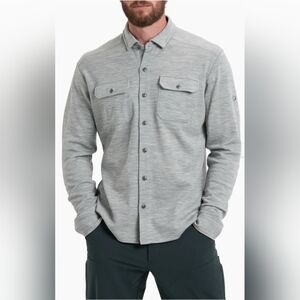 Kuhl Shirt Mens Large Gray Shiftr Long Sleeve Button Up Linen Blend